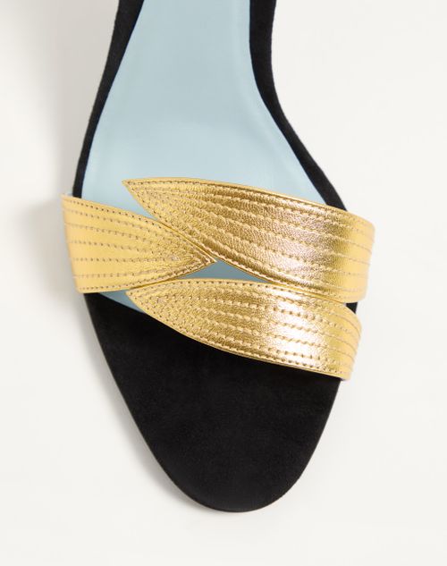 Valentino Garavani - Foliefoliage Suede Sandal 85mm - Black/gold - Woman - Sandals